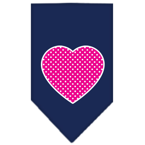 Pink Swiss Dot Heart Screen Print Bandana Navy Blue large